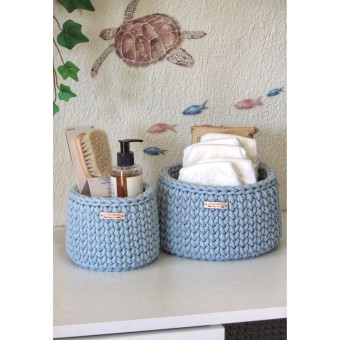 Στρογγυλά Καλάθια Οργάνωσης Βρεφικών Καλλυντικών Baby Blue