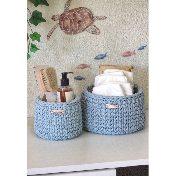 Στρογγυλά Καλάθια Οργάνωσης Βρεφικών Καλλυντικών Baby Blue
