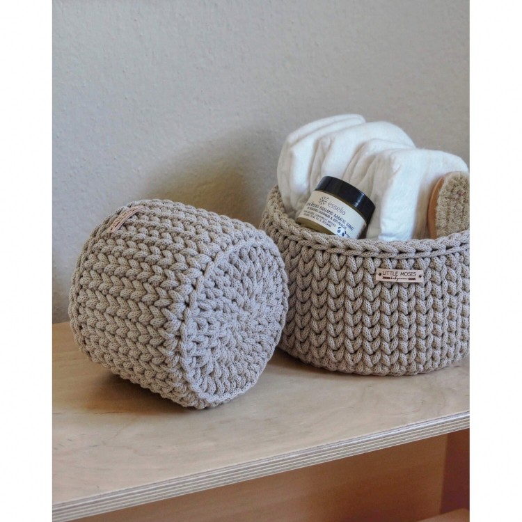 Στρογγυλά Καλάθια Οργάνωσης Βρεφικών Καλλυντικών Beige