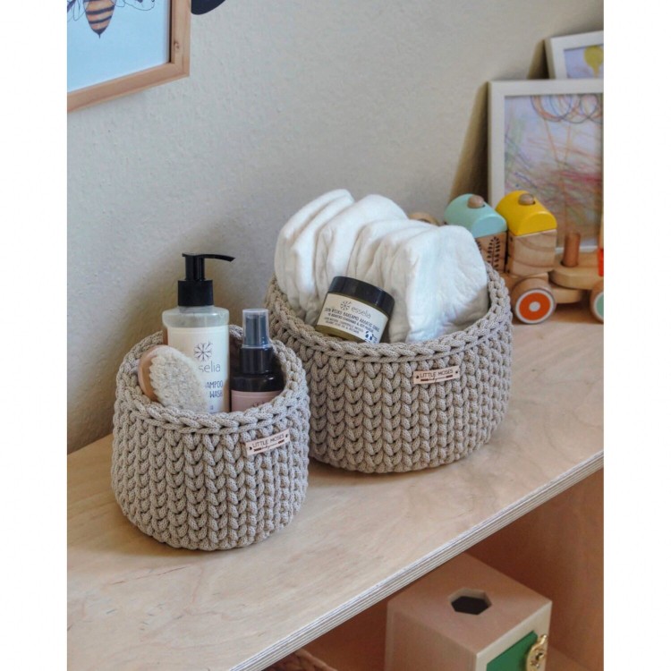 Στρογγυλά Καλάθια Οργάνωσης Βρεφικών Καλλυντικών Beige