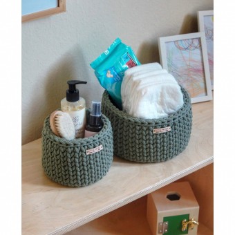 Στρογγυλά Καλάθια Οργάνωσης Βρεφικών Καλλυντικών Eucalyptus