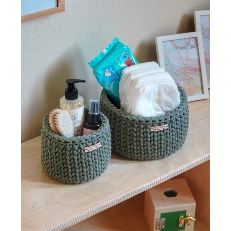 Στρογγυλά Καλάθια Οργάνωσης Βρεφικών Καλλυντικών Eucalyptus