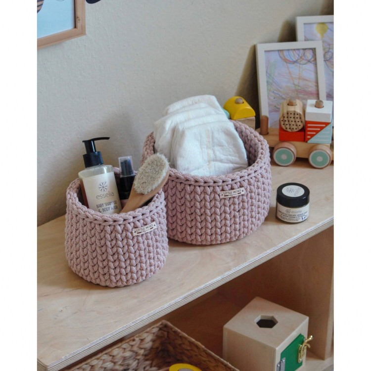 Στρογγυλά Καλάθια Οργάνωσης Βρεφικών Καλλυντικών Pastel Pink