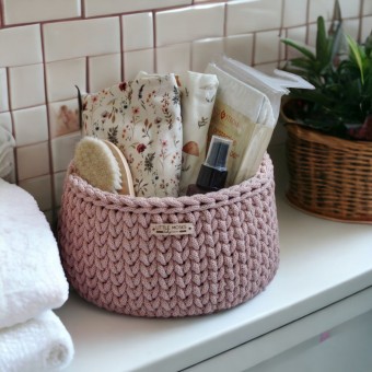 Στρογγυλά Καλάθια Οργάνωσης Βρεφικών Καλλυντικών Pastel Pink