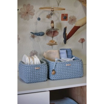 Τετράγωνο Καλάθι Οργάνωσης Βρεφικών Καλλυντικών Baby Blue