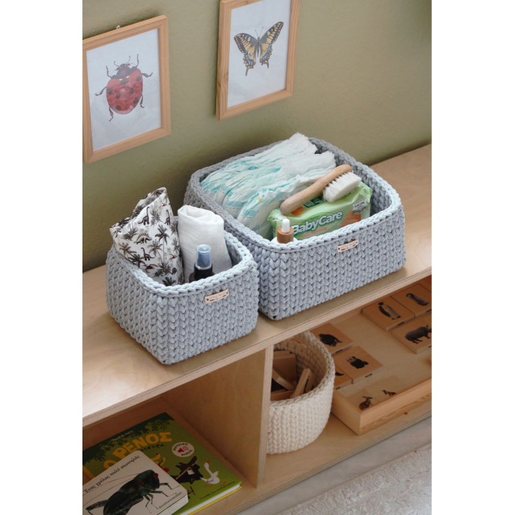 Τετράγωνο Καλάθι Οργάνωσης Βρεφικών Καλλυντικών Light Grey