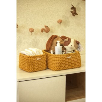 Τετράγωνο Καλάθι Οργάνωσης Βρεφικών Καλλυντικών Mustard