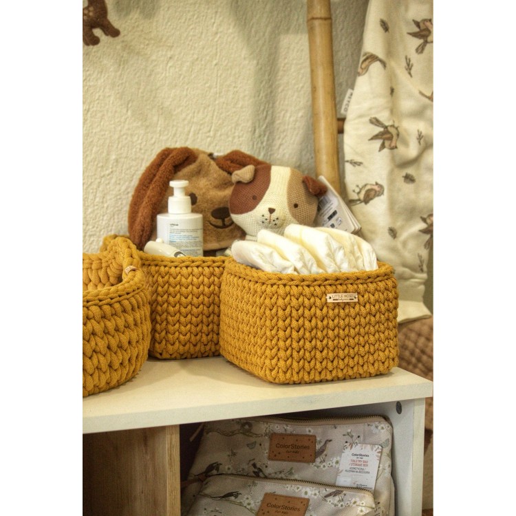 Τετράγωνο Καλάθι Οργάνωσης Βρεφικών Καλλυντικών Mustard
