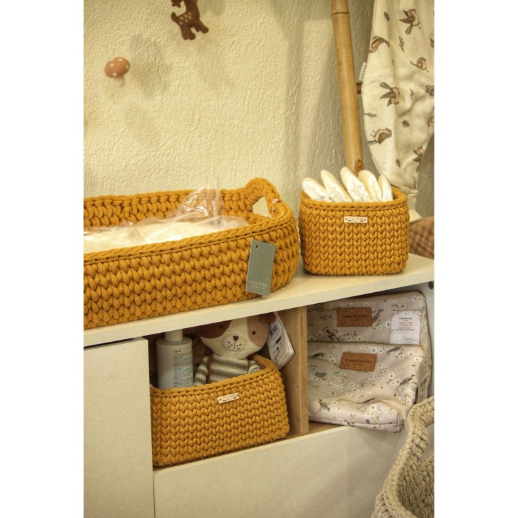 Τετράγωνο Καλάθι Οργάνωσης Βρεφικών Καλλυντικών Mustard