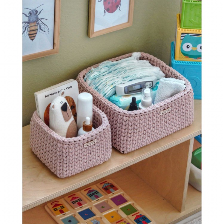 Τετράγωνο Καλάθι Οργάνωσης Βρεφικών Καλλυντικών Pastel Pink