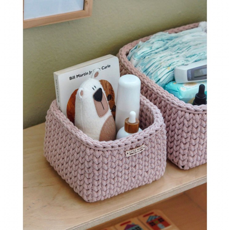 Τετράγωνο Καλάθι Οργάνωσης Βρεφικών Καλλυντικών Pastel Pink