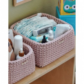 Τετράγωνο Καλάθι Οργάνωσης Βρεφικών Καλλυντικών Pastel Pink