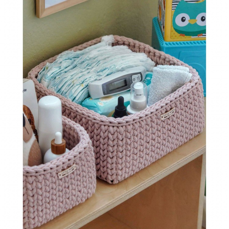 Τετράγωνο Καλάθι Οργάνωσης Βρεφικών Καλλυντικών Pastel Pink