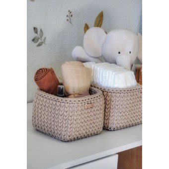 Τετράγωνο Καλάθι Οργάνωσης Βρεφικών Καλλυντικών Warm Beige