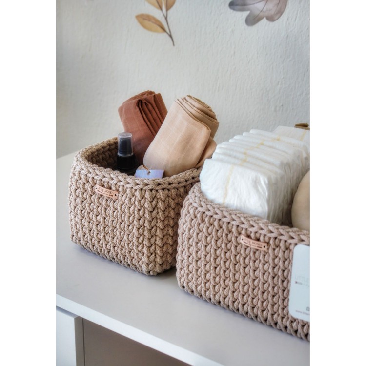 Τετράγωνο Καλάθι Οργάνωσης Βρεφικών Καλλυντικών Warm Beige